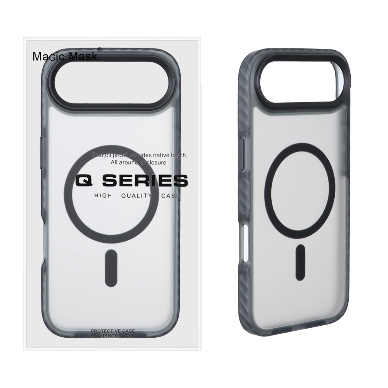 1614674 قاب Q Series مات Magsafe دور هاشور Apple iPhone 17 Air - مشکی (پک دار) - تصویر 1