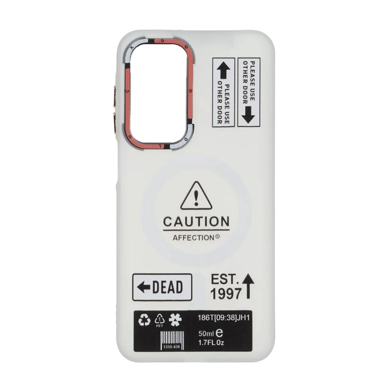1663948 قاب Caution مات طرح مگ سیف دکمه متال Samsung Galaxy A17 / A26 - سفید - تصویر 1