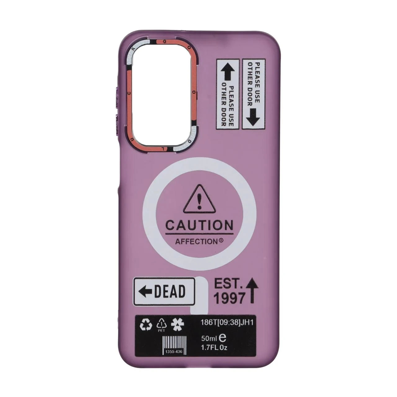 1663956 قاب Caution مات طرح مگ سیف دکمه متال Samsung Galaxy A17 / A26 - ارغوانی - تصویر 1