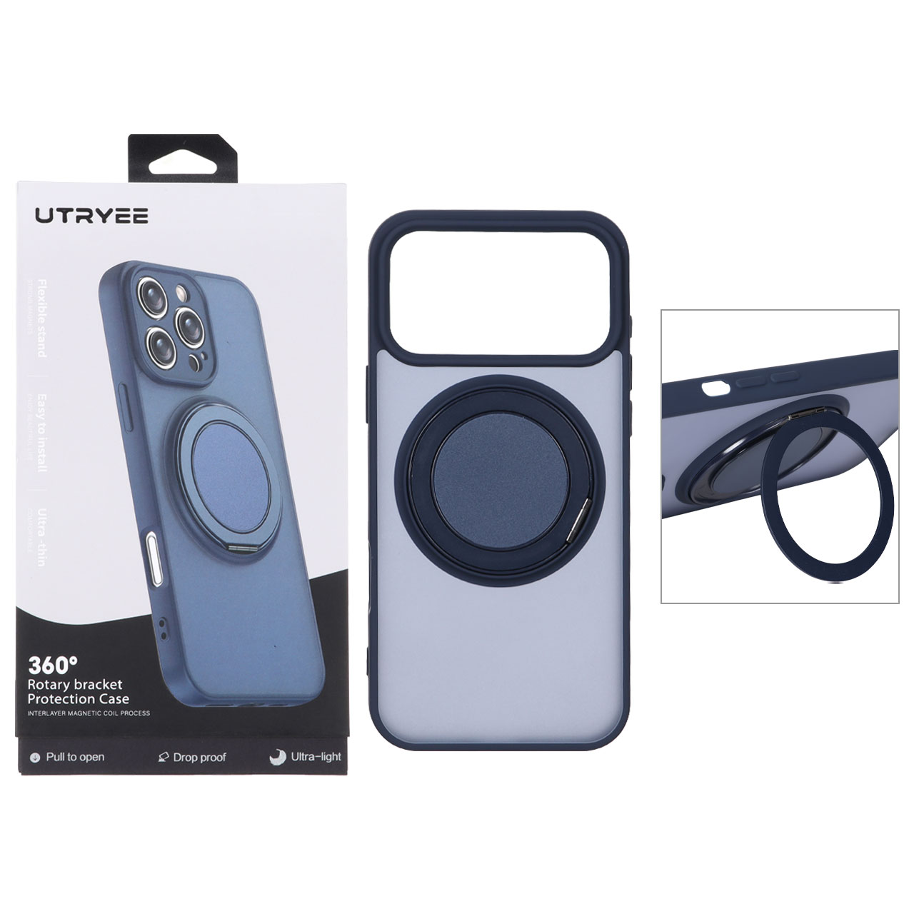 1666972 قاب اورجینال UTRYEE مات MagSafe لوپ استندشو Apple iPhone 17 Pro - سرمه ای (پک دار) - تصویر 1