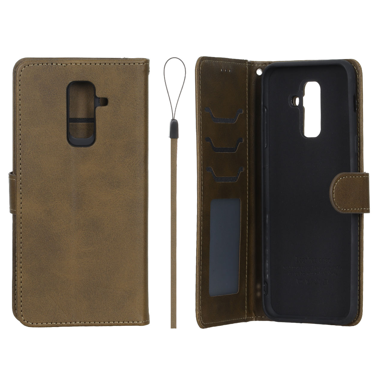 1680424 کیف موبایل مگنتی درجه یک داخل خز MNC Plus مدل Samsung Galaxy A6 Plus - سبز زیتونی - تصویر 1