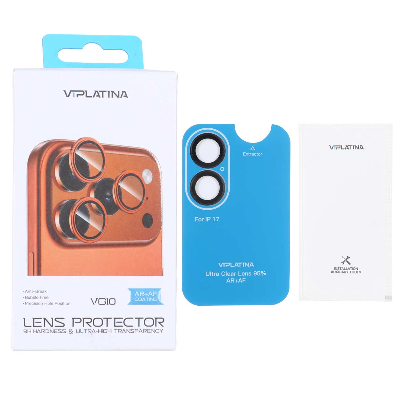1688196 محافظ لنز رینگی اورجینال VIPLATINA شابلون دار Apple iPhone 17 - مشکی (پک دار) - تصویر 1