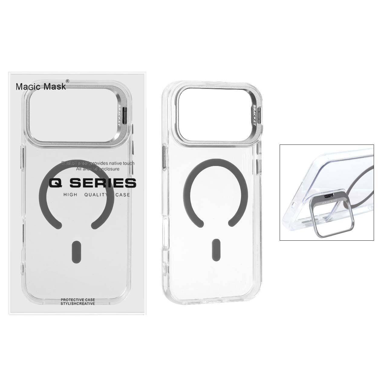 1689612 قاب اورجینال Q Series Bracket کریستالی Magsafe لنز استندشو Apple iPhone 17 Pro - خاکستری (پک دار) - تصویر 1