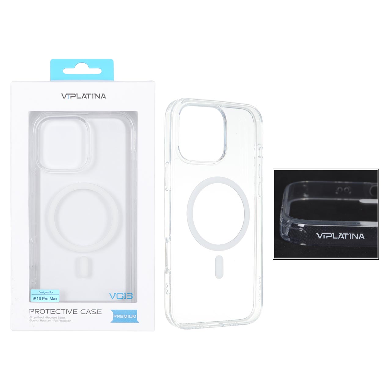 1694040 قاب اورجینال VIPLATINA پشت سخت MagSafe شفاف Apple iPhone 16 Pro Max (پک دار) - تصویر 1