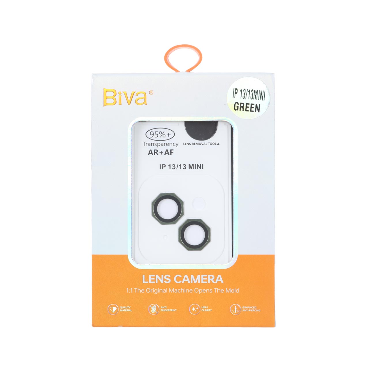 1706448 محافظ لنز رینگی اورجینال Biva شابلون دار AR AF مدل Apple iPhone 13 / 13 Mini - سبز (پک دار) - تصویر 1