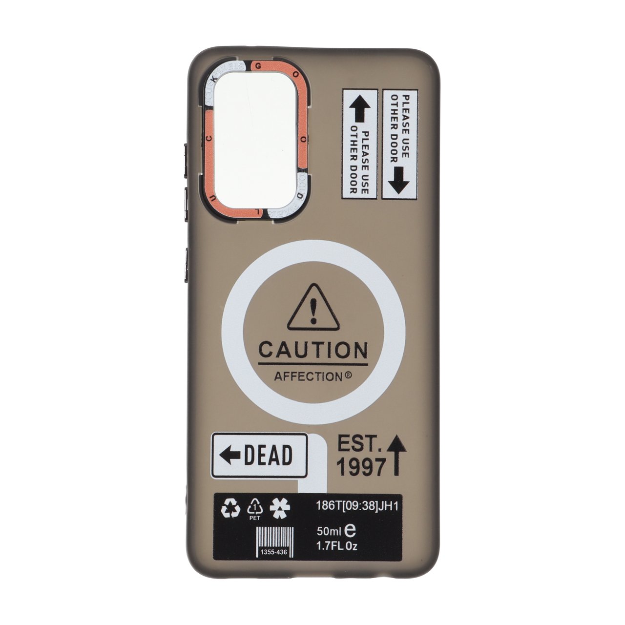 1708586 قاب Caution مات طرح مگ سیف دکمه متال Samsung Galaxy A52 / A52s - مشکی - تصویر 1