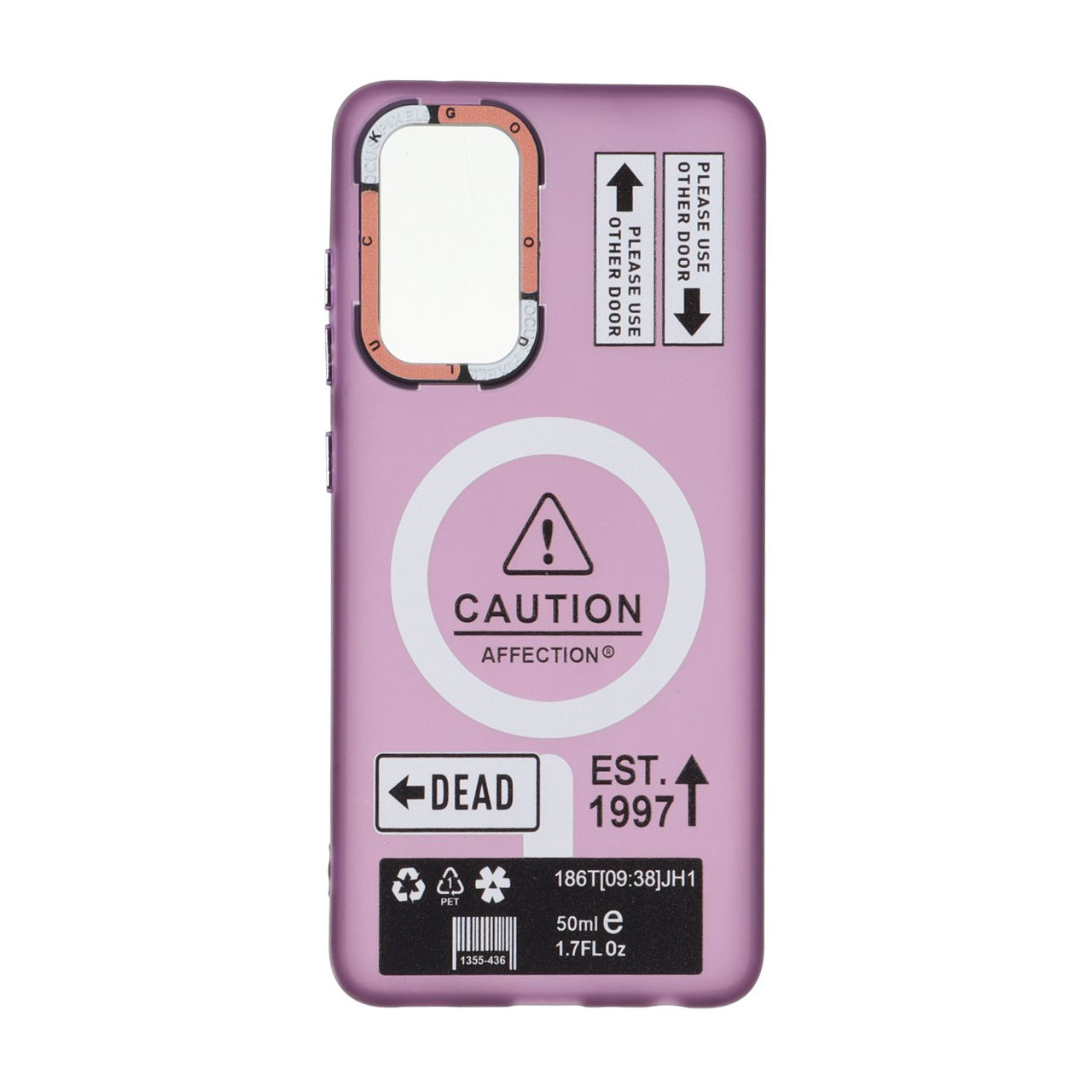 1708590 قاب Caution مات طرح مگ سیف دکمه متال Samsung Galaxy A52 / A52s - ارغوانی - تصویر 1