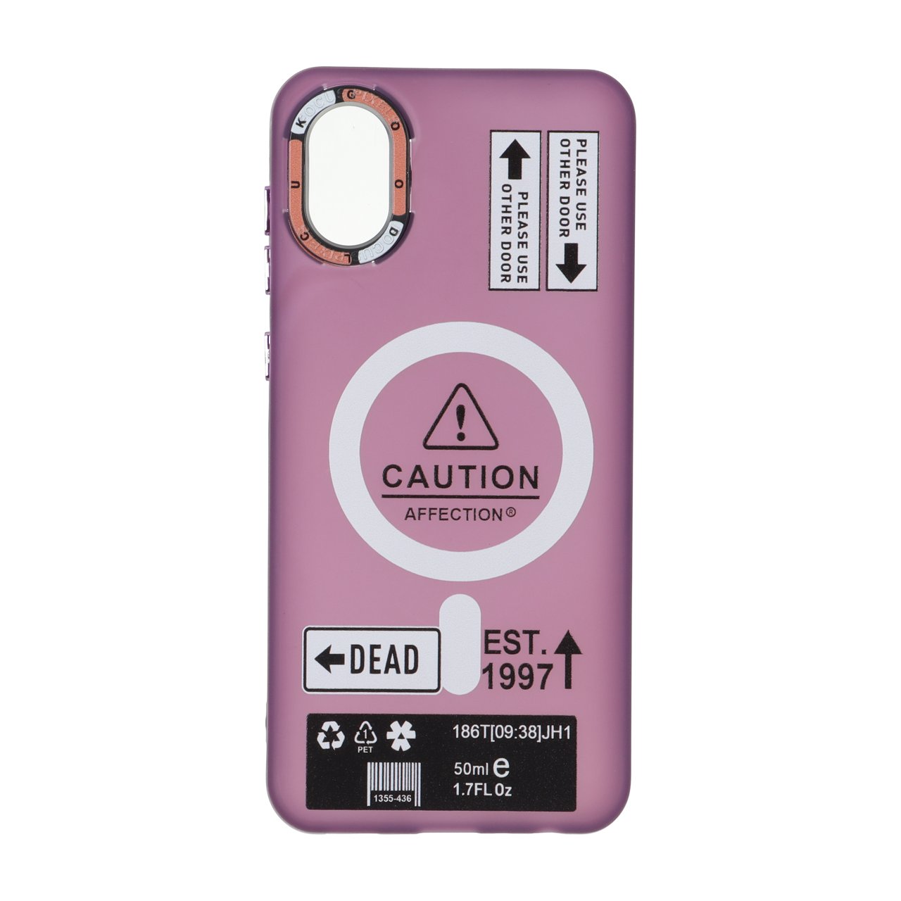 1708614 قاب Caution مات طرح مگ سیف دکمه متال Samsung Galaxy A03 Core - ارغوانی - تصویر 1