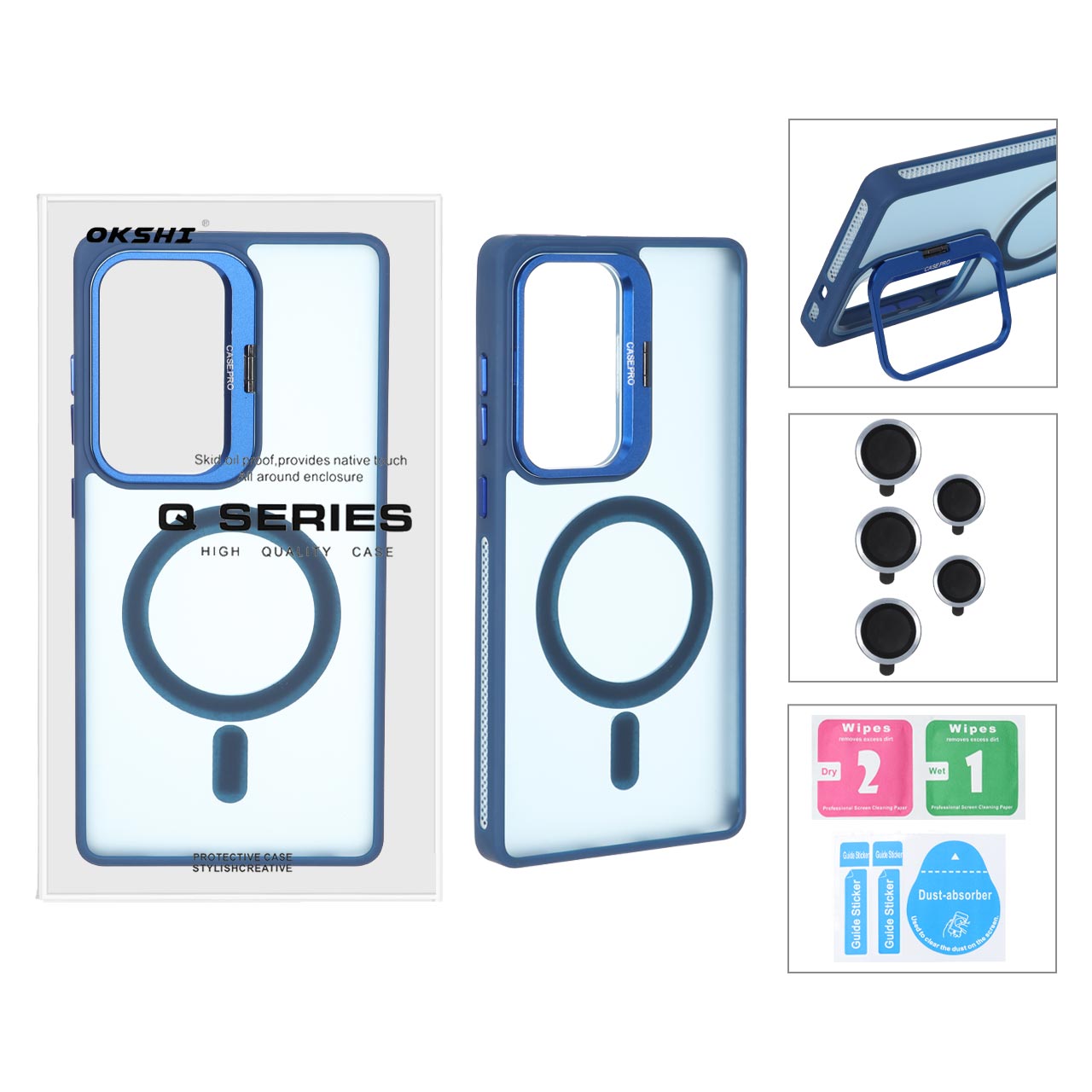1711126 قاب Case Pro لنز آلومینیومی مات Magsafe با ست محافظ لنز رینگی مدل Samsung Galaxy S25 Ultra - سرمه ای (پک دار) - تصویر 1