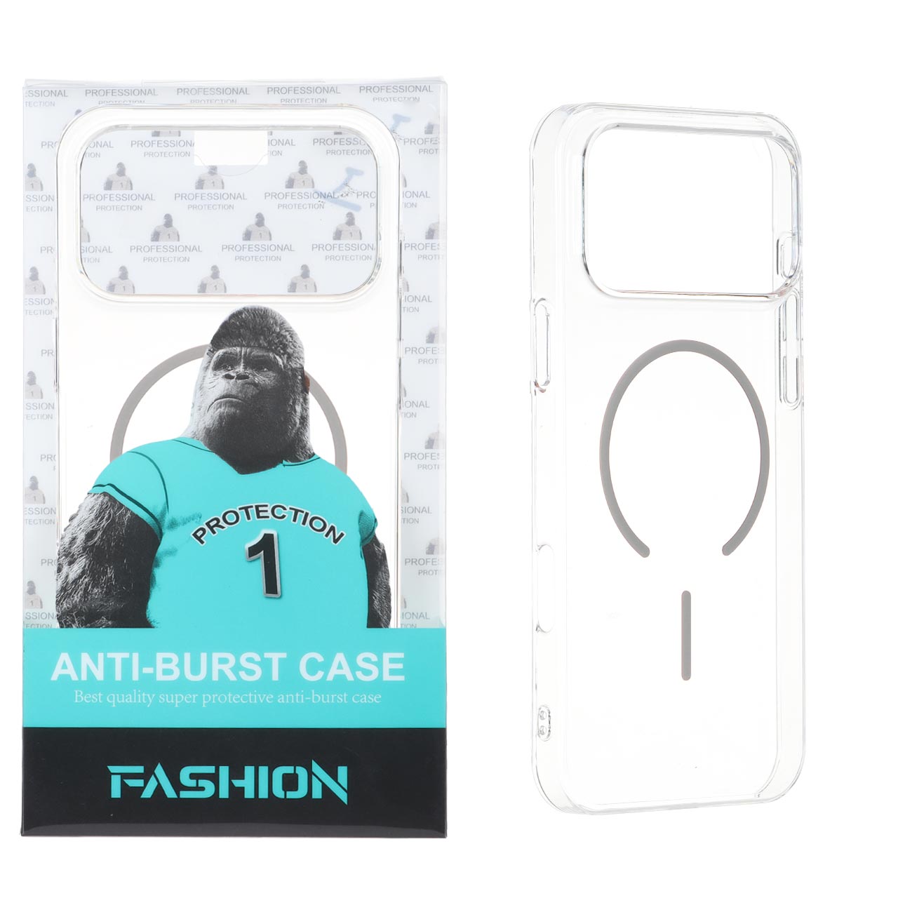 1717532 قاب شفاف Anti Burst دور ژله ای MagSafe مدل Apple iPhone 17 Pro Max - طوسی (پک دار) - تصویر 1
