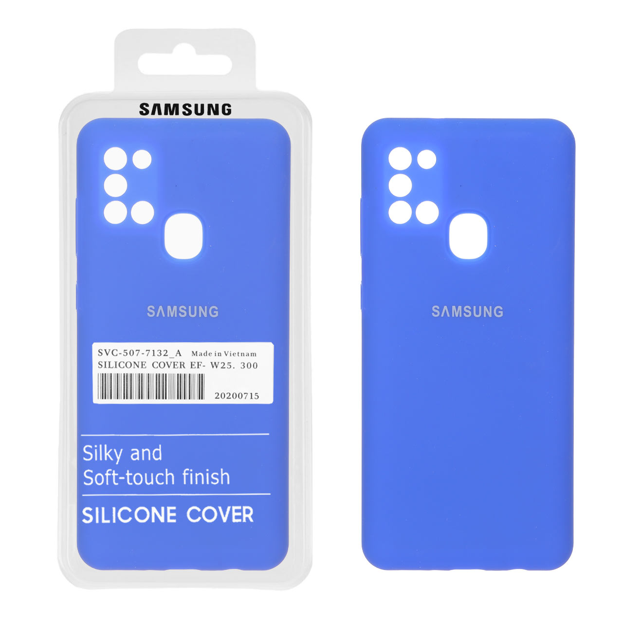1730630 قاب سیلیکونی پاک کنی اورجینال درجه یک Samsung Galaxy A21s - آبی کاربنی (پک دار) - تصویر 1