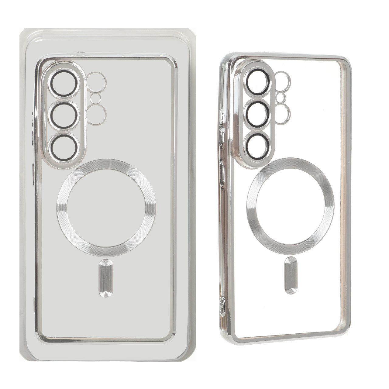 1734816 قاب اورجینال الکترواستاتیک Magsafe لنز گلس دار Samsung Galaxy S26 Ultra - نقره ای (پک دار) MPS - تصویر 1