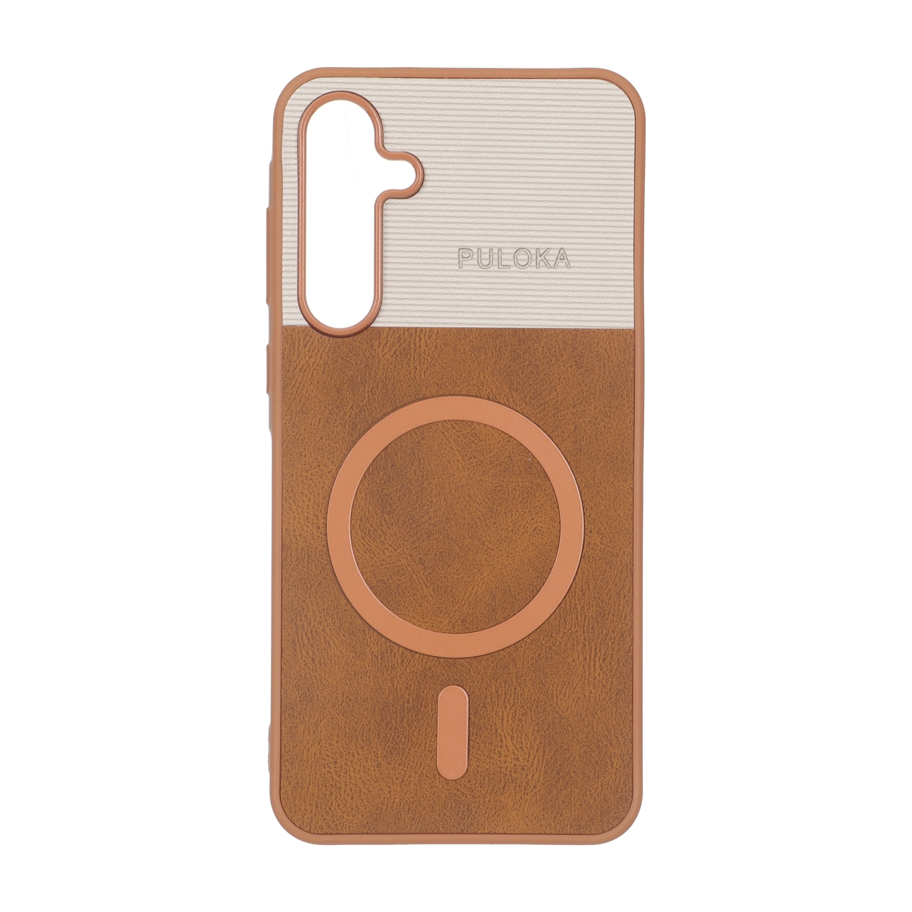 2858562 قاب Puloka دو تکه طرح چرم و کبریتی Magnet فلزی Samsung Galaxy A35 / A55 - قهوه ای - تصویر 1