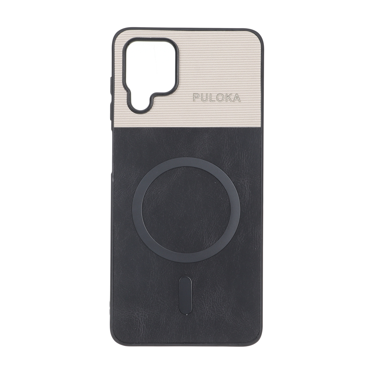 2858564 قاب Puloka دو تکه طرح چرم و کبریتی Magnet فلزی Samsung Galaxy A12 / M12 / F12 - مشکی - تصویر 1