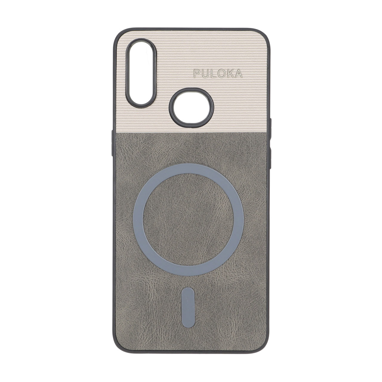 2858656 قاب Puloka دو تکه طرح چرم و کبریتی Magnet فلزی Samsung Galaxy A10s - خاکستری - تصویر 1