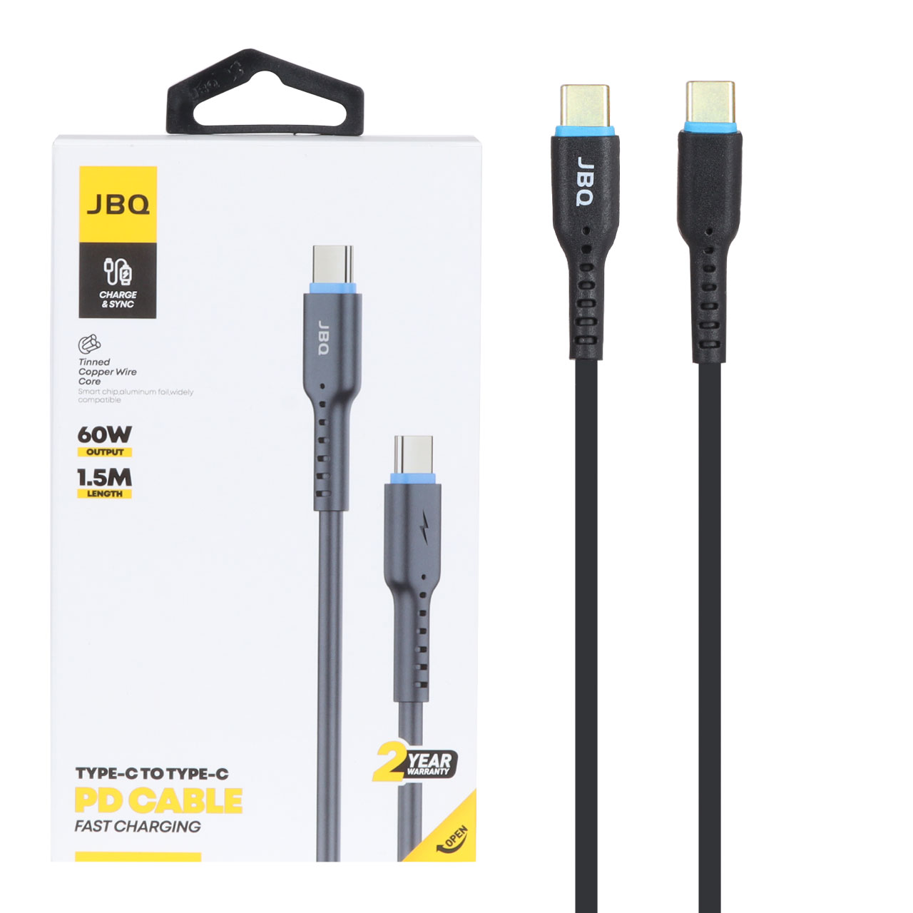 کابل شارژ 1.5 متری PD و فست JBQ Type-C to Type-C مدل CA-722 - مشکی (گارانتی یکساله رصاصی) - اسپه کالا کابل شارژ 1.5 متری PD و فست JBQ Type-C to Type-C مدل CA-722 - مشکی (گارانتی یکساله رصاصی) - تصویر 1