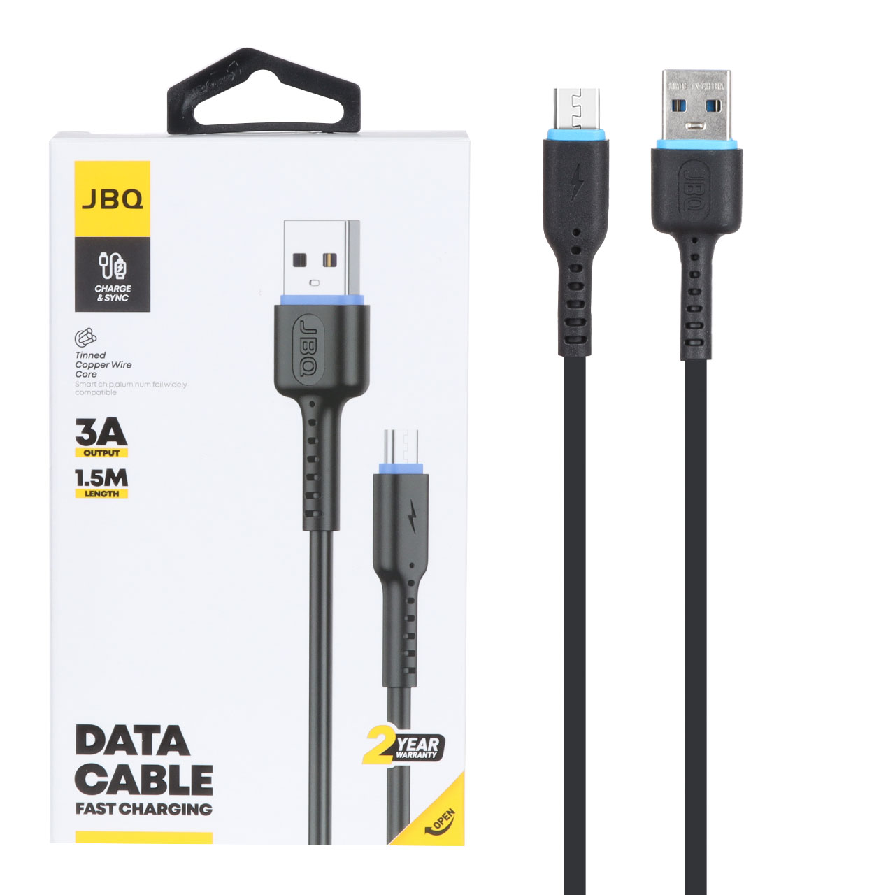 کابل شارژ 1.5 متری فست اندروید JBQ مدل CA-732 - مشکی (گارانتی یکساله رصاصی) - اسپه کالا کابل شارژ 1.5 متری فست اندروید JBQ مدل CA-732 - مشکی (گارانتی یکساله رصاصی) - تصویر 1