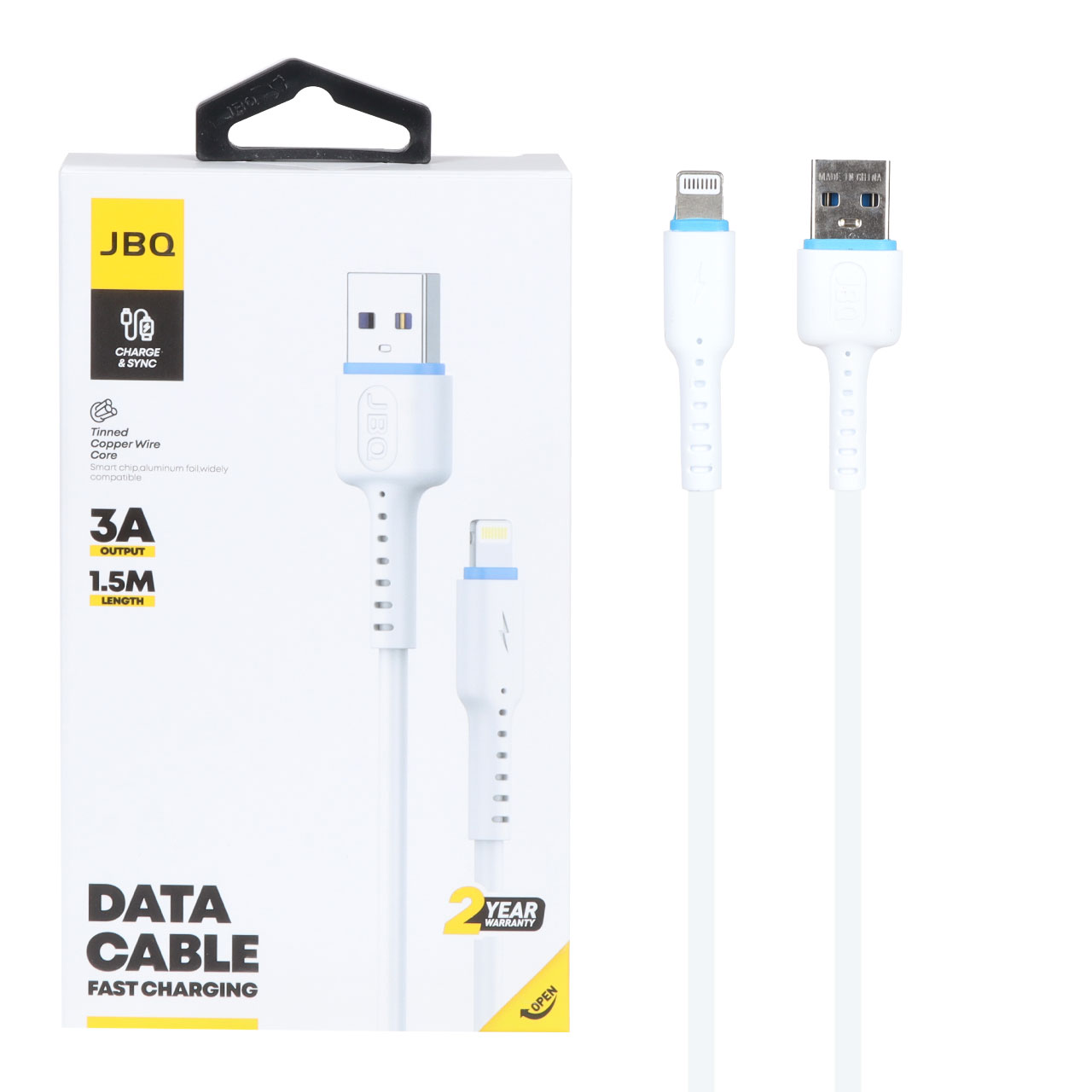 کابل شارژ 1.5 متری فست آیفون JBQ مدل CA-732 - سفید (گارانتی یکساله رصاصی) - اسپه کالا کابل شارژ 1.5 متری فست آیفون JBQ مدل CA-732 - سفید (گارانتی یکساله رصاصی) - تصویر 1