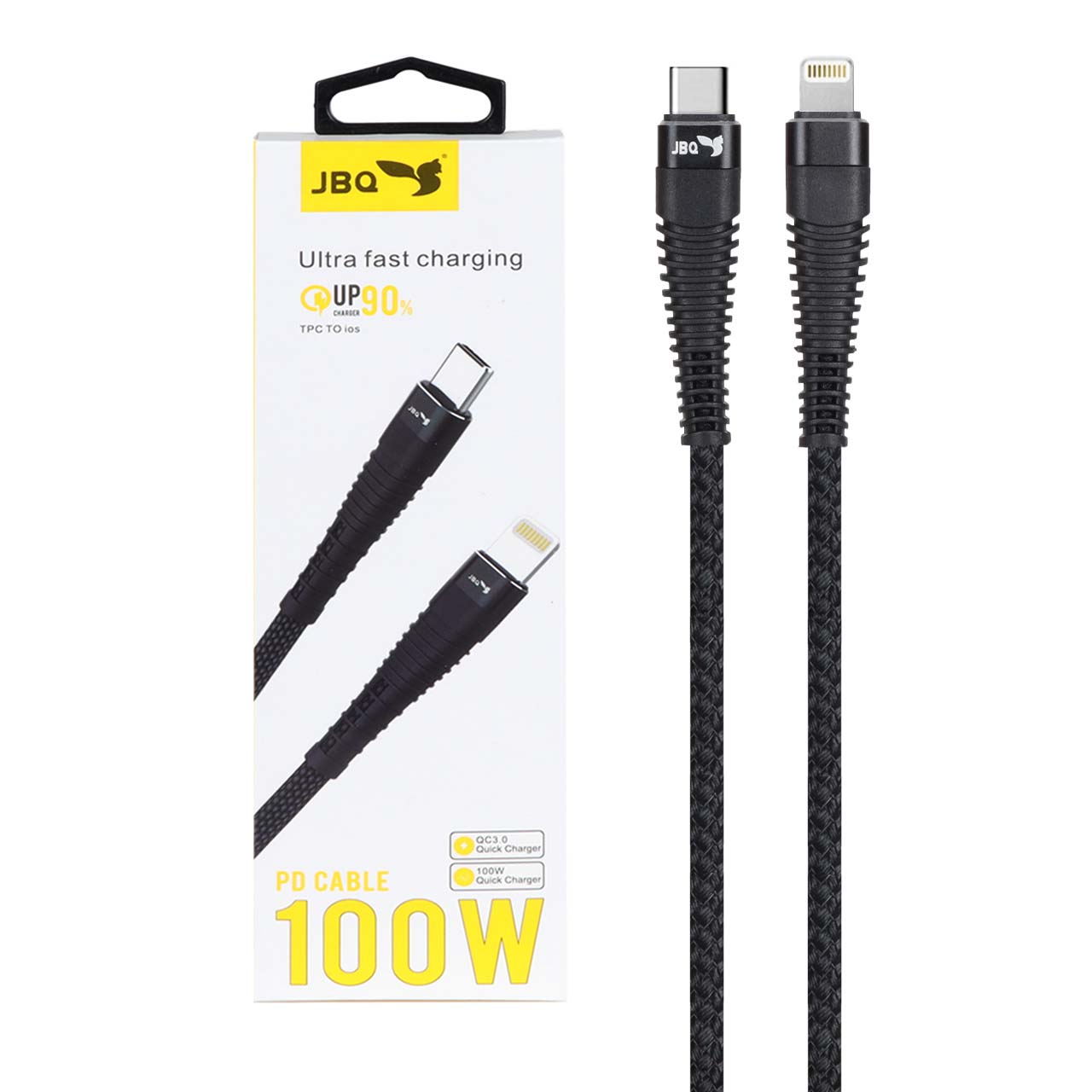 کابل شارژ PD و فست JBQ Type-C to Lightning مدل CB-100PH - مشکی (گارانتی یکساله رصاصی) - اسپه کالا کابل شارژ PD و فست JBQ Type-C to Lightning مدل CB-100PH - مشکی (گارانتی یکساله رصاصی) - تصویر 1