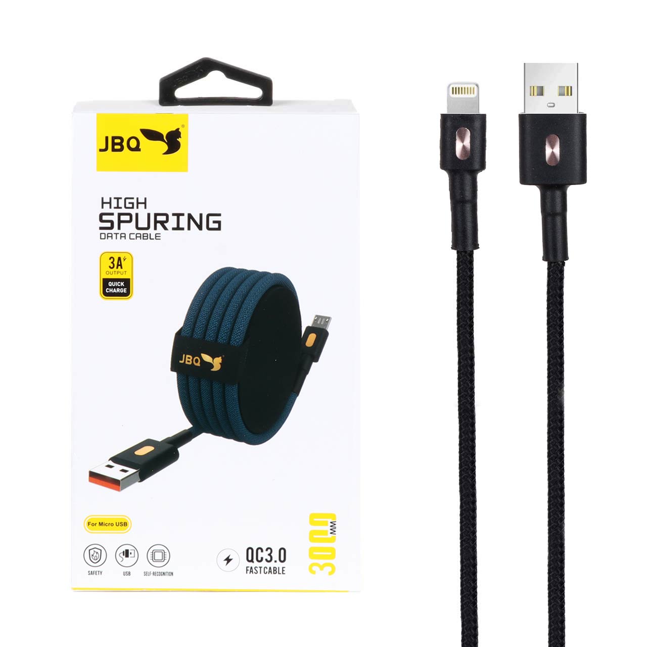 کابل شارژ 3 متری فست آیفون JBQ مدل CA-111 - مشکی (گارانتی یکساله رصاصی) - اسپه کالا کابل شارژ 3 متری فست آیفون JBQ مدل CA-111 - مشکی (گارانتی یکساله رصاصی) - تصویر 1