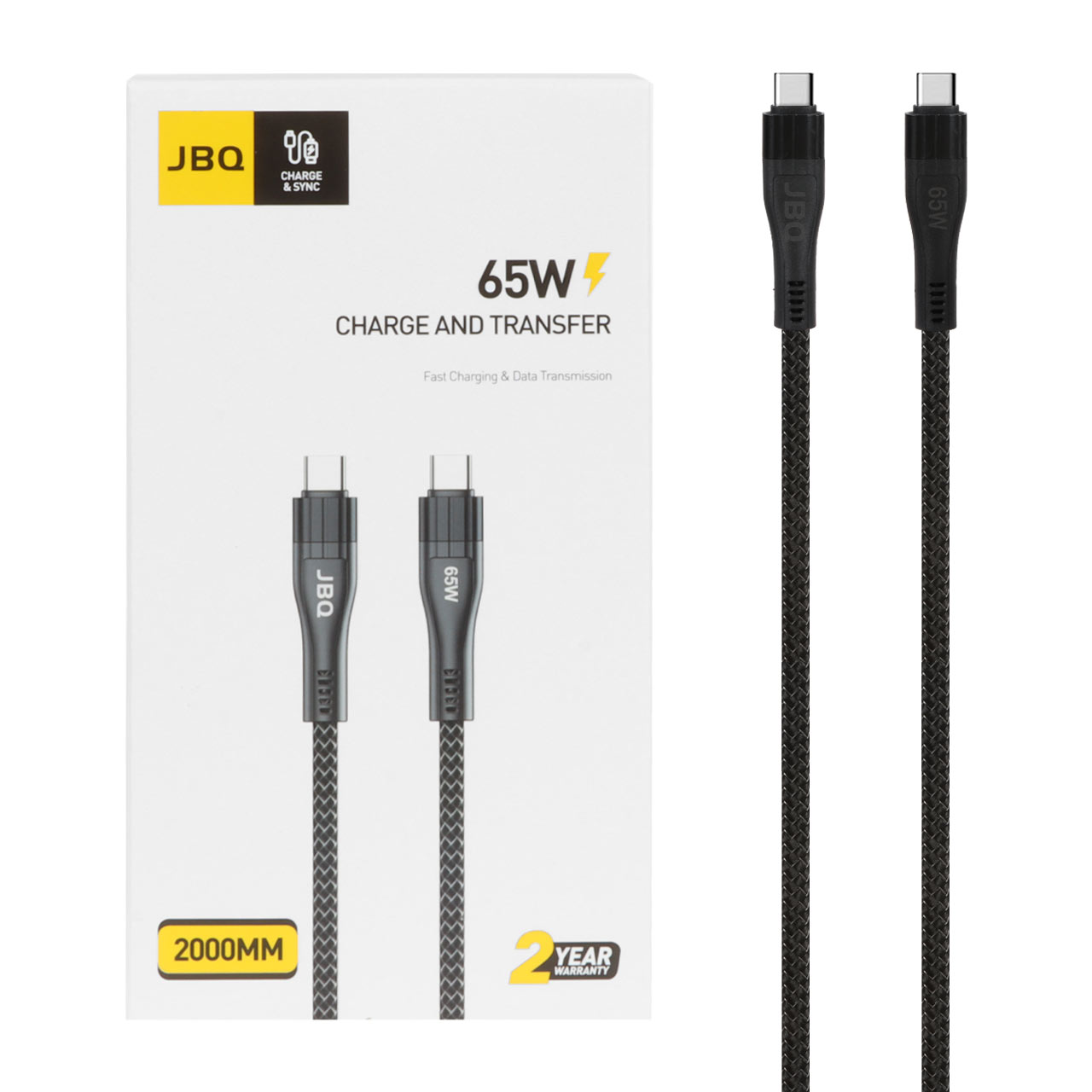 کابل شارژ 2 متری فست JBQ Type-C to Type-C مدل CA-1165 - مشکی - اسپه کالا کابل شارژ 2 متری فست JBQ Type-C to Type-C مدل CA-1165 - مشکی - تصویر 1