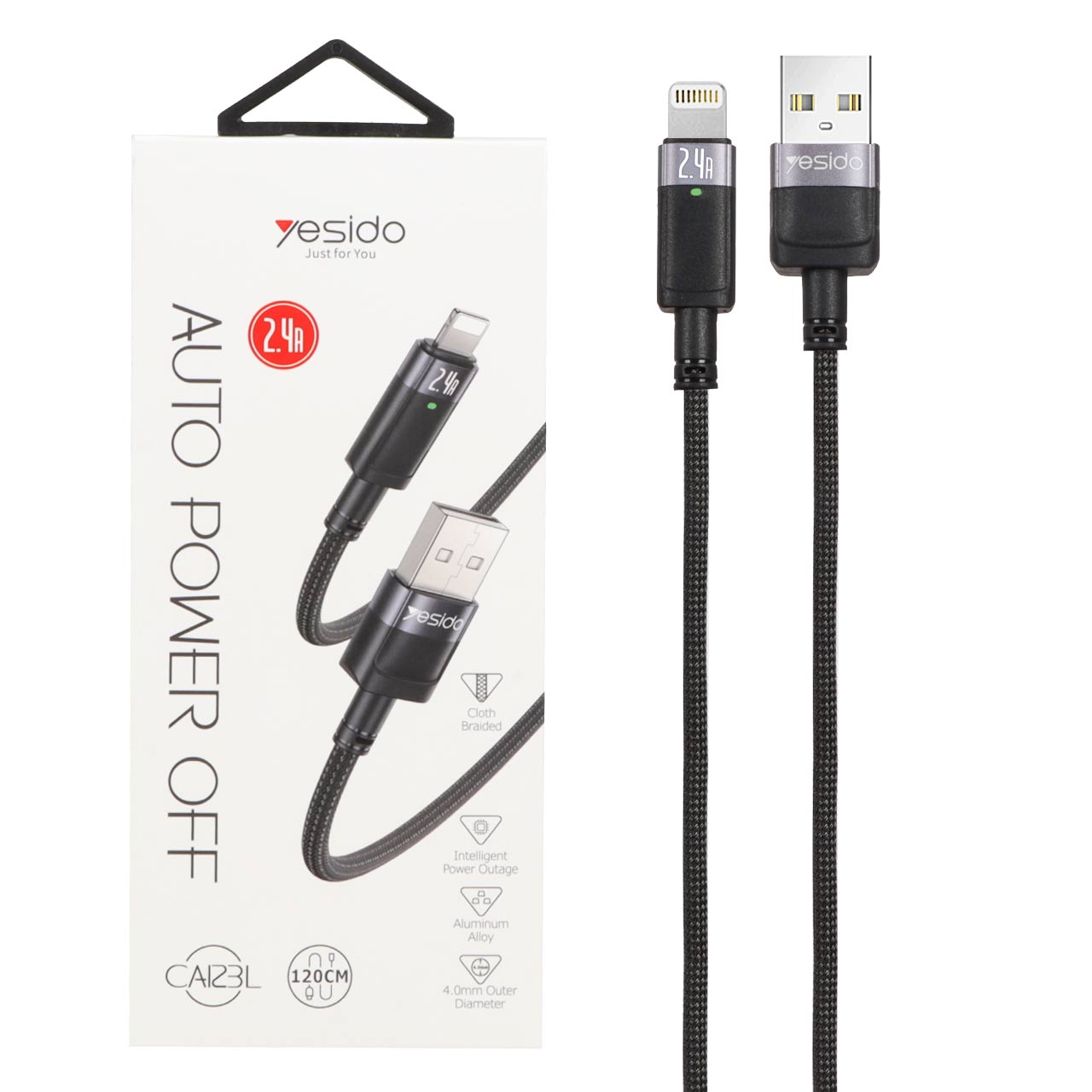 کابل شارژ فست 1.2 متری آیفون کنفی Yesido مدل CA123L - مشکی (گارانتی 18 ماه تعویض نیکان همراه) - اسپه کالا کابل شارژ فست 1.2 متری آیفون کنفی Yesido مدل CA123L - مشکی (گارانتی 18 ماه تعویض نیکان همراه) - تصویر 1
