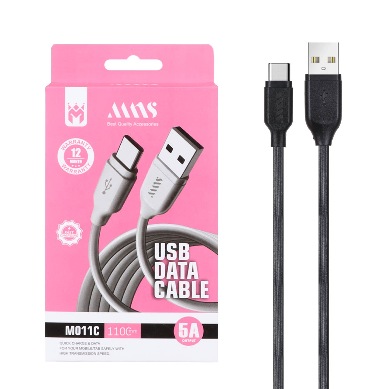کابل شارژ فست 1.1 متری MNS Type-C مدل M011C - مشکی - SMO - اسپه کالا کابل شارژ فست 1.1 متری MNS Type-C مدل M011C - مشکی - SMO - تصویر 1