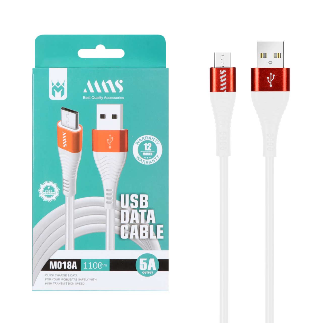 کابل شارژ فست 1.1 متری اندروید MNS مدل M018A - سفید - SMO - اسپه کالا کابل شارژ فست 1.1 متری اندروید MNS مدل M018A - سفید - SMO - تصویر 1