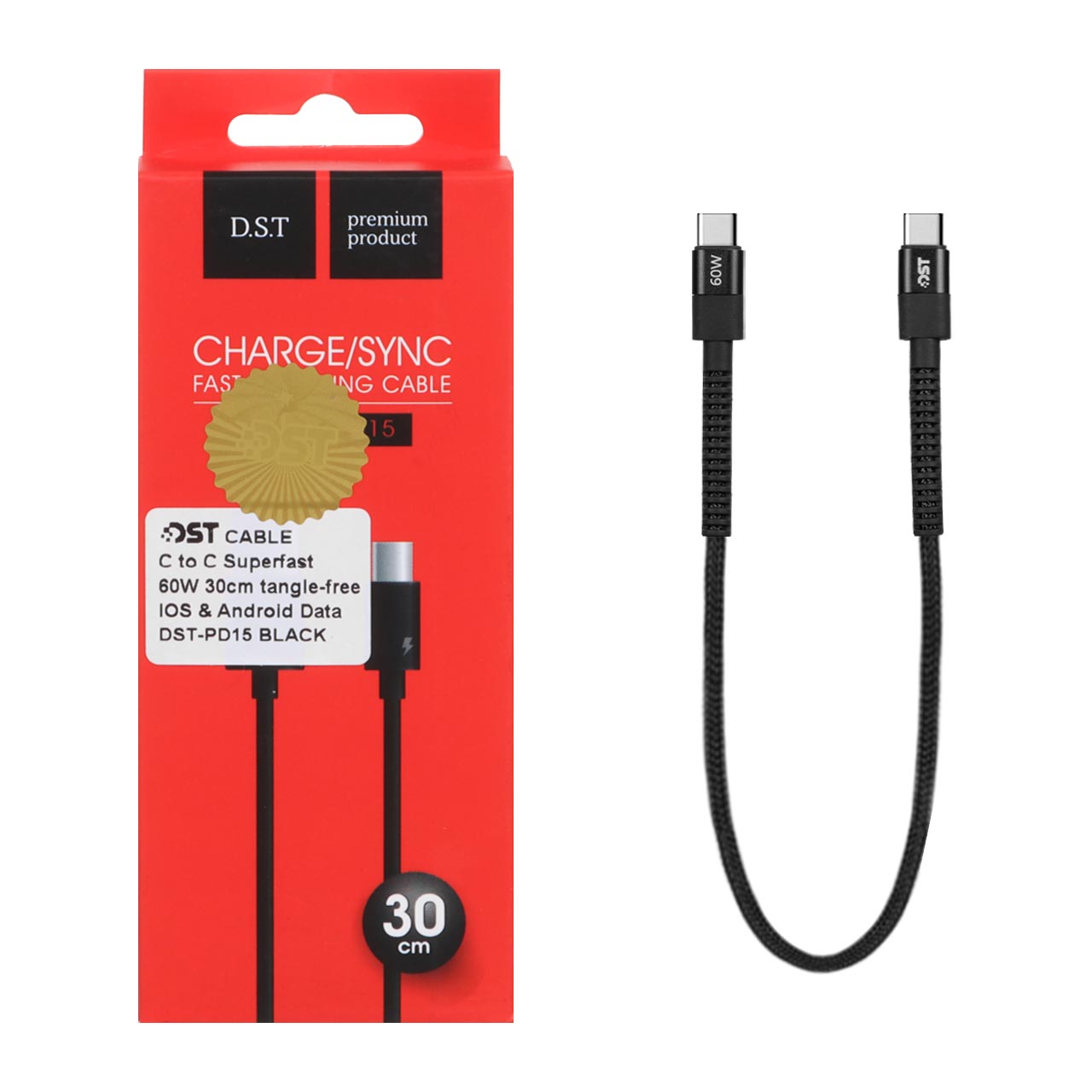 کابل شارژ 30 سانتی پاوربانک Type-C to Type-C مدل X-15 - مشکی - DST (گارانتی شش ماهه) - اسپه کالا کابل شارژ 30 سانتی پاوربانک Type-C to Type-C مدل X-15 - مشکی - DST (گارانتی شش ماهه) - تصویر 1