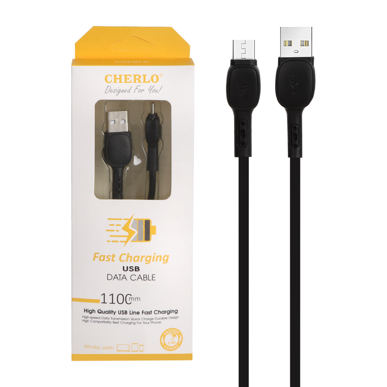 کابل شارژ 1.1 متری اندروید CHERLO مدل CH-V812 - مشکی - SMO - اسپه کالا کابل شارژ 1.1 متری اندروید CHERLO مدل CH-V812 - مشکی - SMO - تصویر 1