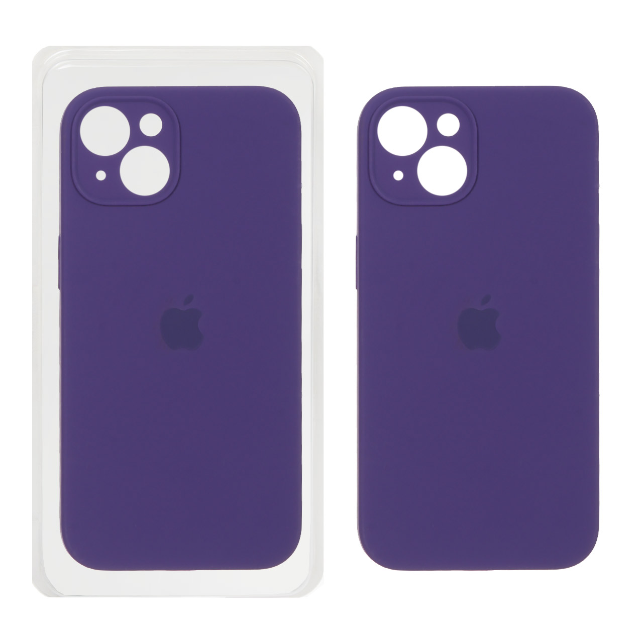 1187842 قاب سیلیکونی پاک کنی محافظ لنزدار اورجینال Apple iPhone 13 / iPhone 14 - بادمجانی (پک اصلی) - تصویر 1
