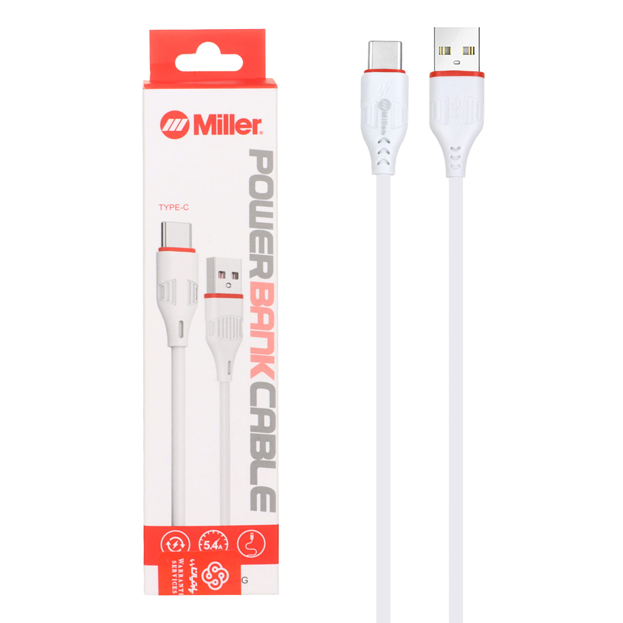 کابل شارژ فست پاوربانک Miller Type-C مدل CA-1443 - سفید (گارانتی پارتیان پایا) - اسپه کالا کابل شارژ فست پاوربانک Miller Type-C مدل CA-1443 - سفید (گارانتی پارتیان پایا) - تصویر 1