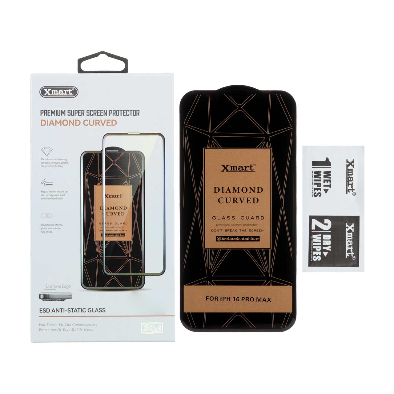 محافظ صفحه نمایش شیشه ای اورجینال XMART - Diamond Curved ESD Anti Static مدل Apple iPhone 16 Pro Max (پک دار) - اسپه کالا محافظ صفحه نمایش شیشه ای اورجینال XMART - Diamond Curved ESD Anti Static مدل Apple iPhone 16 Pro Max (پک دار) - تصویر 1