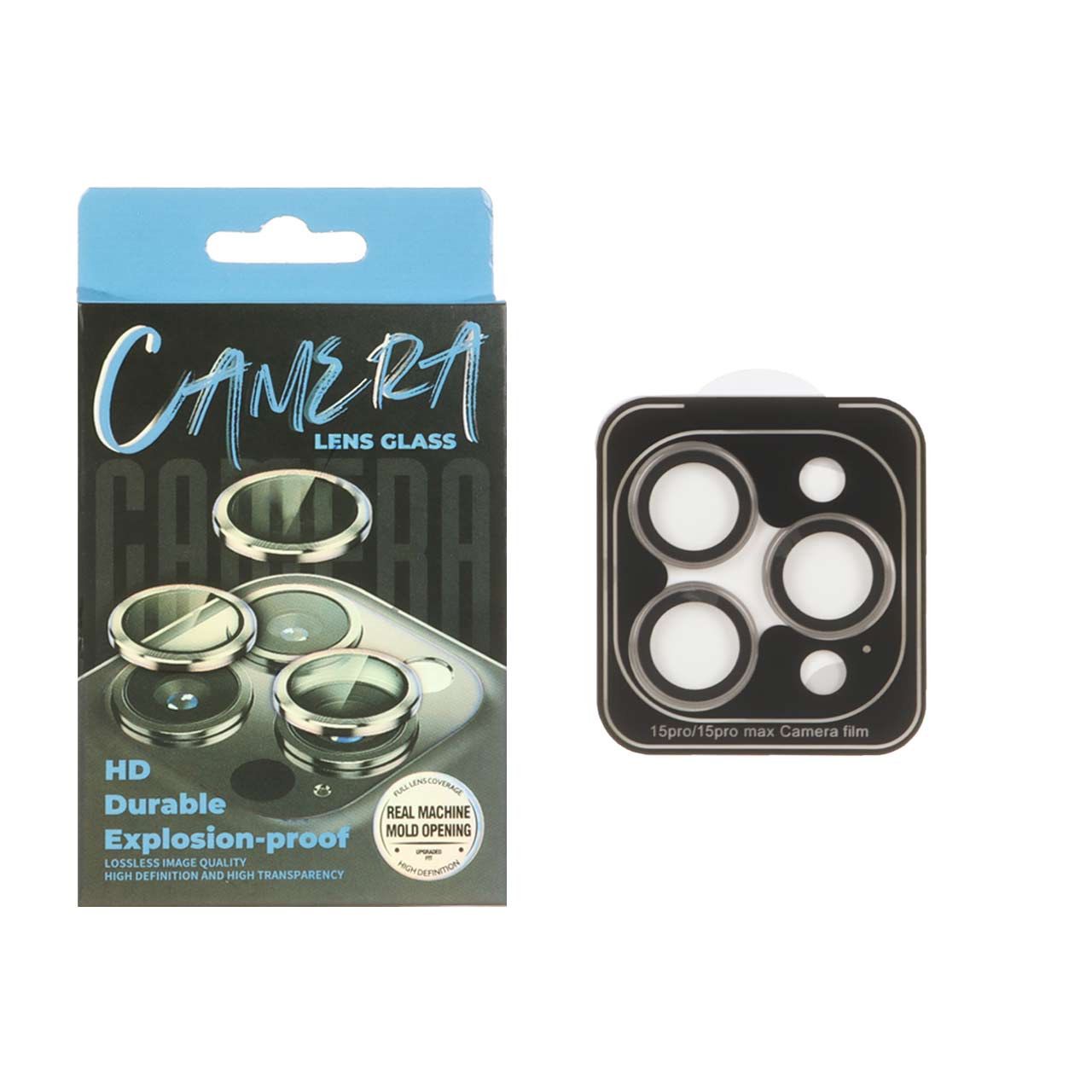 1280268 محافظ لنز رینگی اورجینال Camera Lens Glass شابلون دار Apple iPhone 15 Pro / iPhone 15 Pro Max - خاکستری (پک دار) - تصویر 1