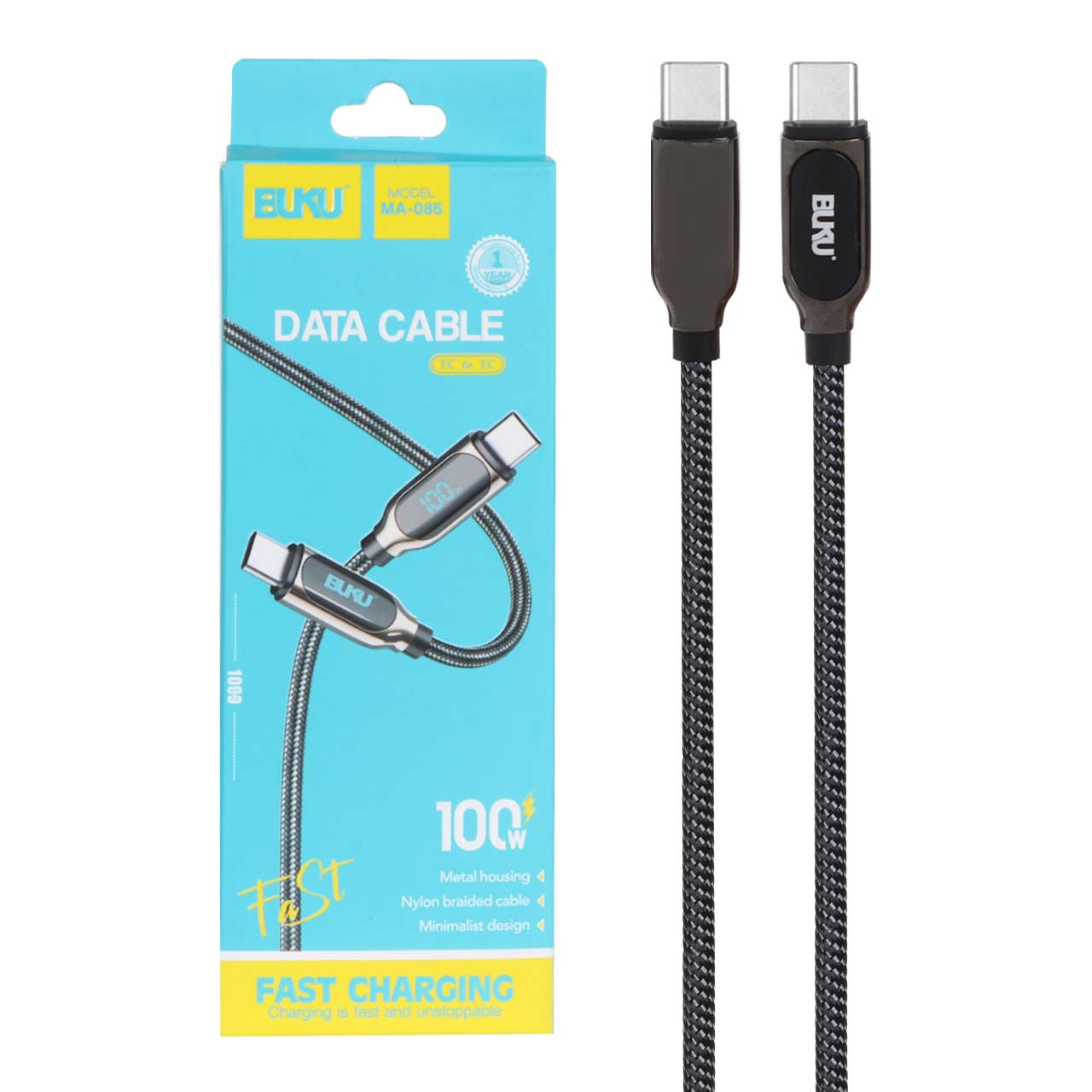 کابل شارژ فست BUKU Type-C To Type-C مدل MA-085 100W - مشکی - MMS - اسپه کالا کابل شارژ فست BUKU Type-C To Type-C مدل MA-085 100W - مشکی - MMS - تصویر 1