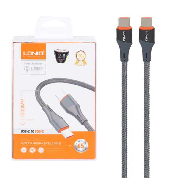 کابل شارژ فست و LDNIO Type-C To Type-C PD مدل LC631c - خاکستری (اصلی)