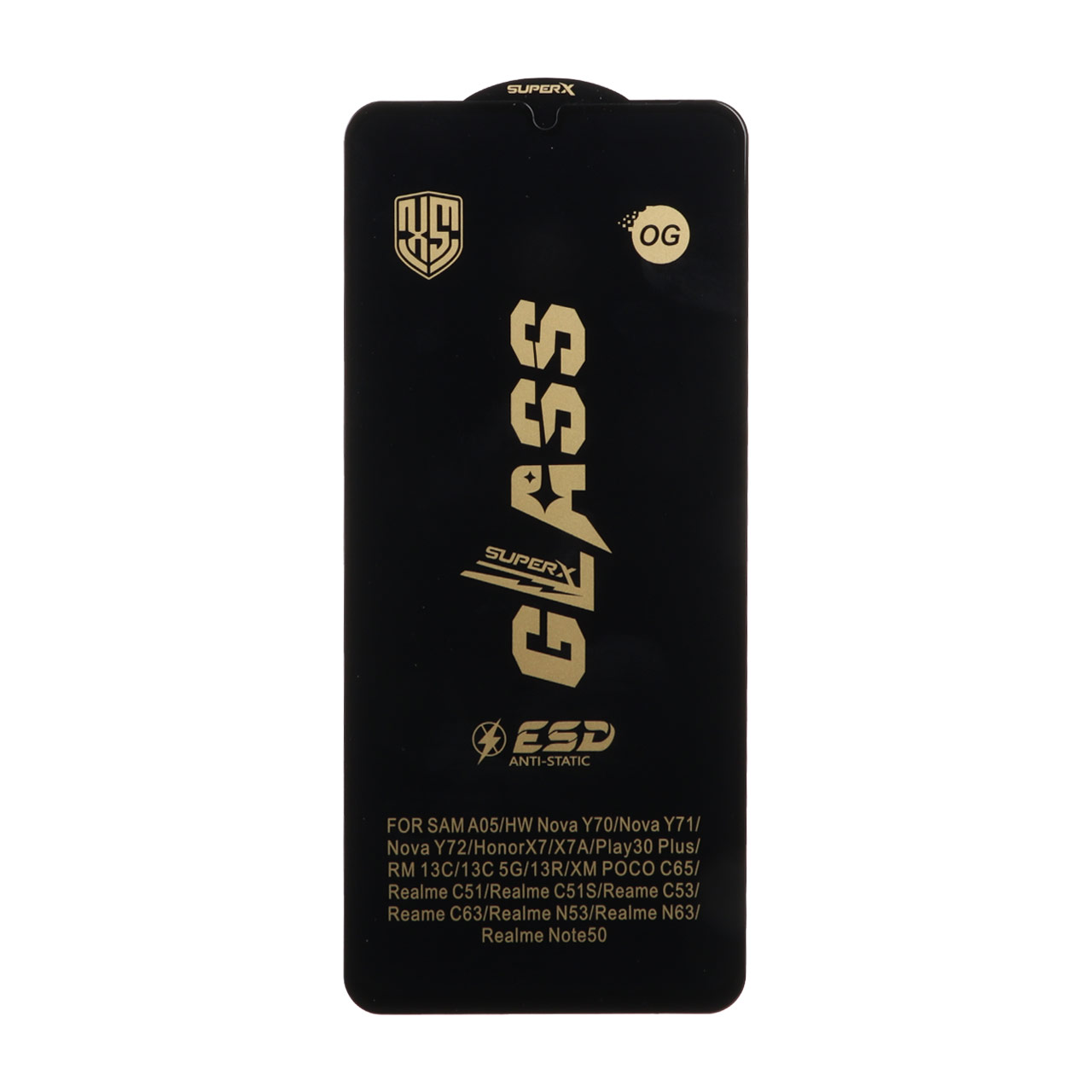 1312684 محافظ صفحه نمایش شیشه ای درجه یک Full Cover Super X OG - ESD OVOG مدل Samsung Galaxy A07 / A06 / A05 / Xiaomi Redmi 13C / Poco C65 / Poco M6 5G / Honor X7 / X7A / Realme C51 / Realme C53 - تصویر 1