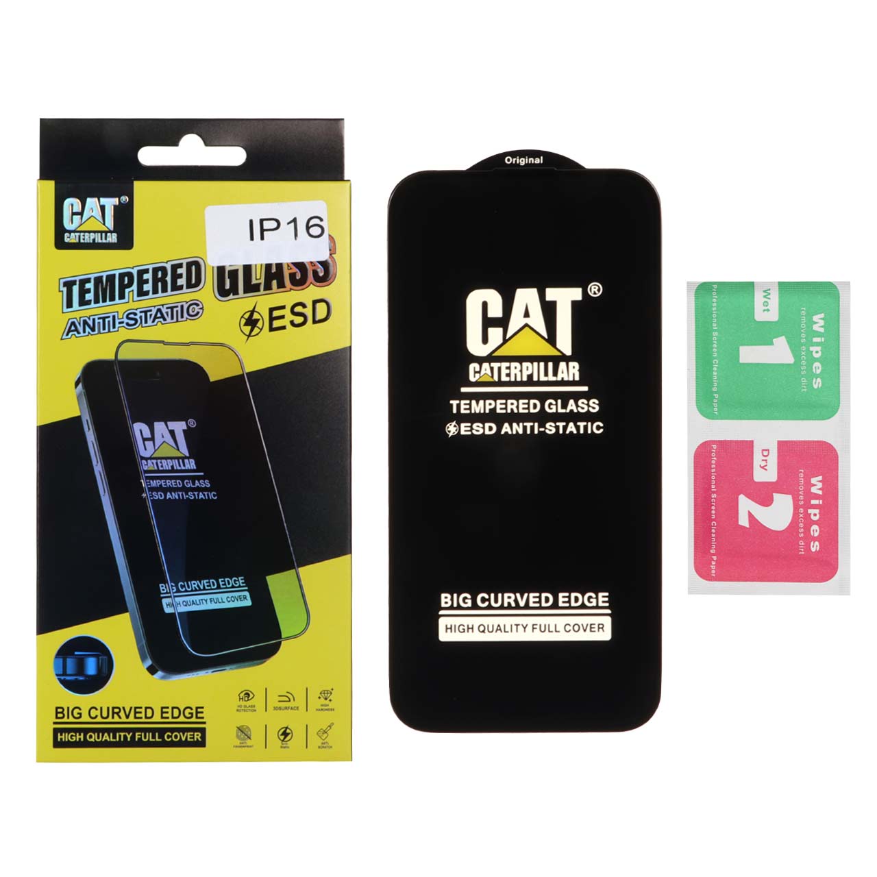 1362144 محافظ صفحه نمایش شیشه ای Anti Static - ESD Caterpillar مدل Apple iPhone 16 - مشکی (پک دار) - تصویر 1