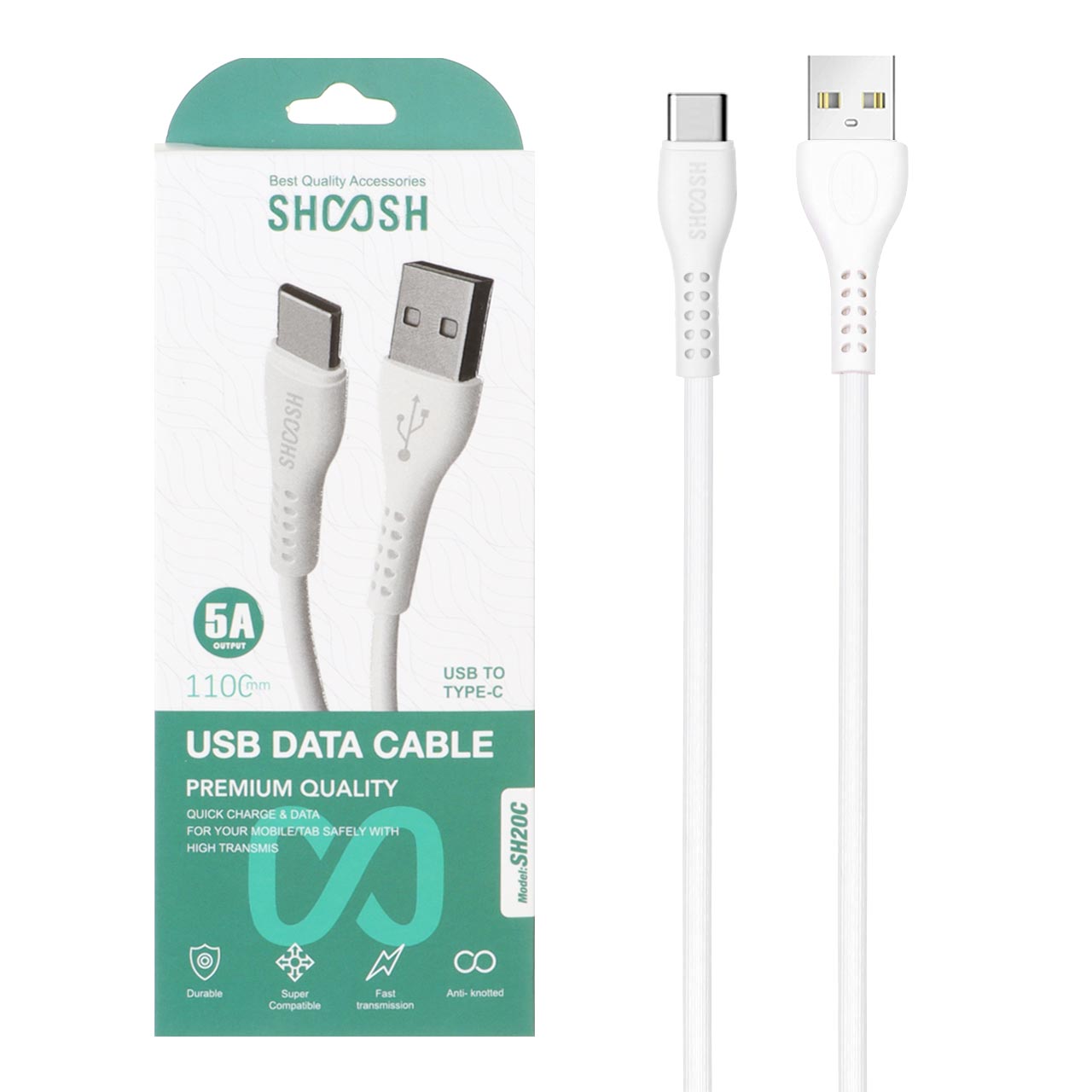 کابل شارژ 1.1 متری فست Shoosh Type-C مدل SH20C - سفید - SMO - اسپه کالا کابل شارژ 1.1 متری فست Shoosh Type-C مدل SH20C - سفید - SMO - تصویر 1