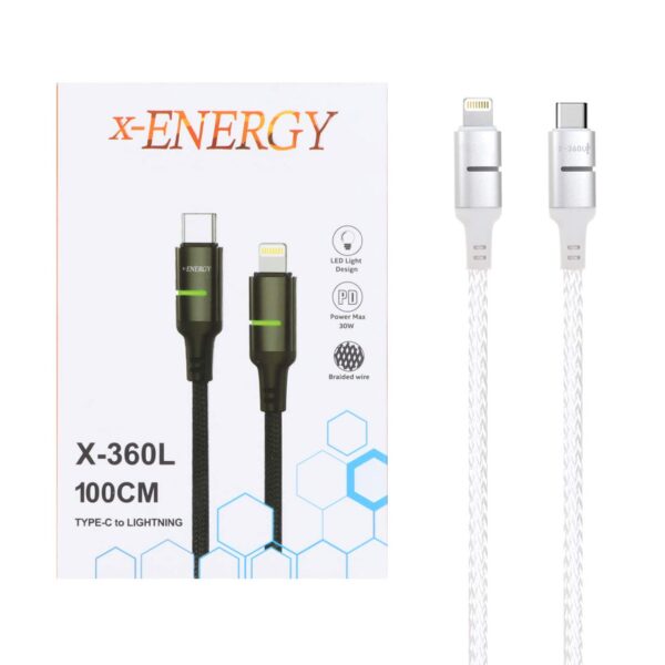 کابل شارژ فست و X-Energy Type-C To Lightning PD مدل X-360 L 30W - سفید (گارانتی IPM)