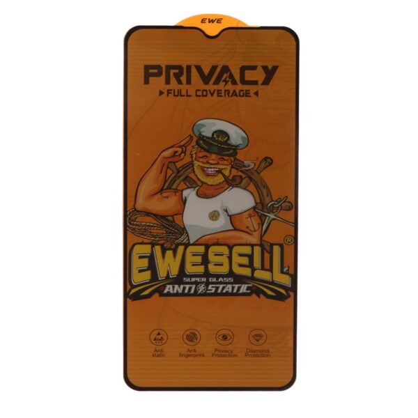 محافظ صفحه نمایش شیشه ای Full Cover Ewesell Anti Static Privacy مدل Samsung Galaxy A12 / A02 / A02S / A03 / A03S / A03 Core / A04 / A04S / A04E / A13 / A23 / A32 5G / M02 / M04 / M12 / M13 / M23 / M33 /F13 / A1 Plus / A2 Plus / M4 / M5 / C30 / C30S