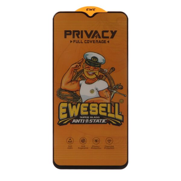 محافظ صفحه نمایش شیشه ای Full Cover Ewesell Anti Static Privacy مدل Xiaomi Redmi Note 8 Pro / Poco M3 / Redmi 9T / Note 9 4G