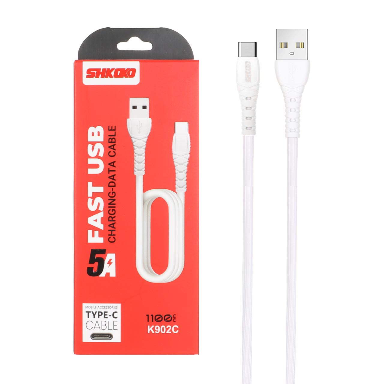 کابل شارژ 1.1 متری فست Shkoko Type-C مدل K902C - سفید - SMO - اسپه کالا کابل شارژ 1.1 متری فست Shkoko Type-C مدل K902C - سفید - SMO - تصویر 1