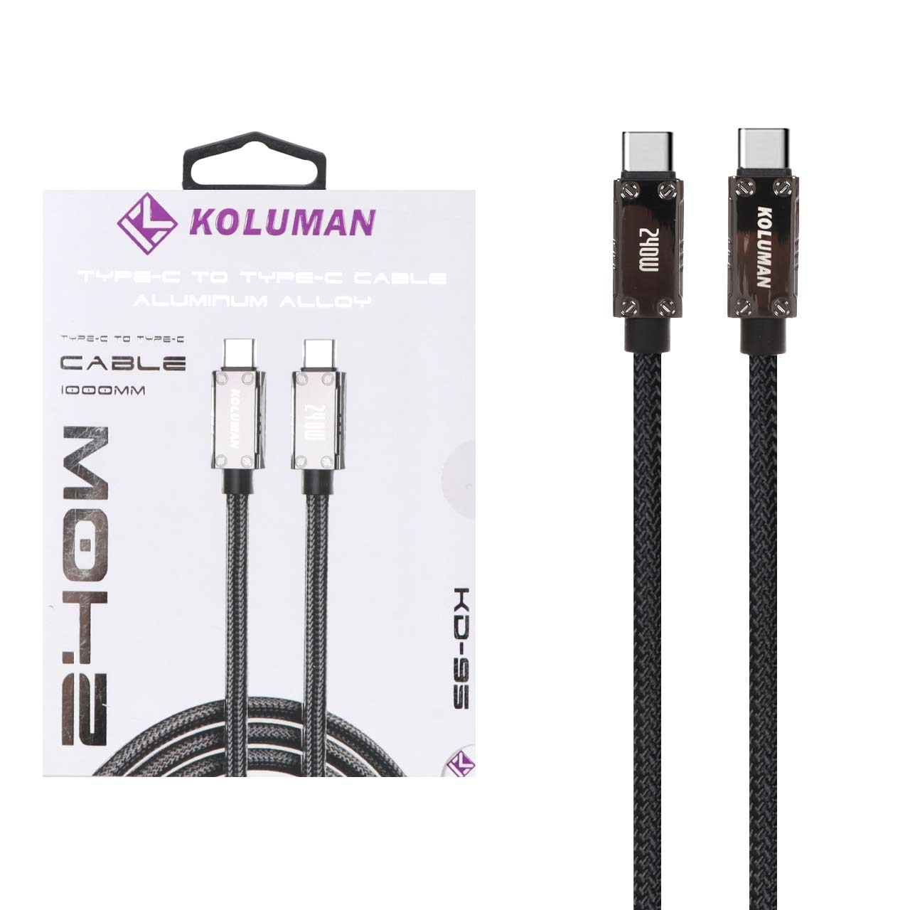 کابل شارژ فست Koluman Type-C to Type-C مدل KD-95 240W - مشکی (گارانتی یکساله PMC) - اسپه کالا کابل شارژ فست Koluman Type-C to Type-C مدل KD-95 240W - مشکی (گارانتی یکساله PMC) - تصویر 1