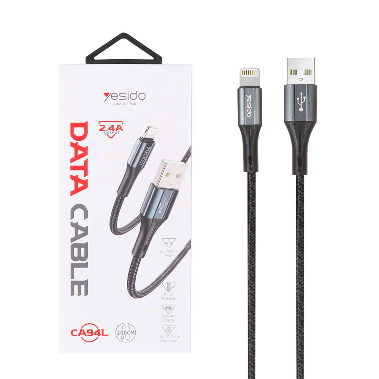 کابل شارژ و دیتا 2 متری فست آیفون کنفی Yesido مدل CA94L - مشکی (گارانتی 18 ماه تعویض نیکان همراه) - اسپه کالا کابل شارژ و دیتا 2 متری فست آیفون کنفی Yesido مدل CA94L - مشکی (گارانتی 18 ماه تعویض نیکان همراه) - تصویر 1