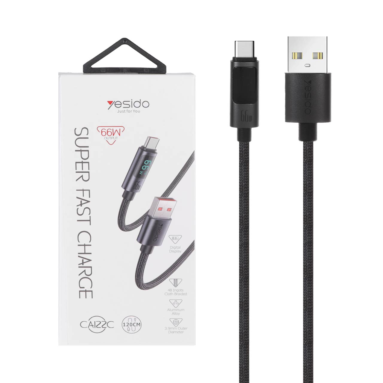 کابل شارژ 1.2 متری سوپرفست Yesido Type-C مدل CA122C 66W - مشکی (گارانتی 18 ماه تعویض نیکان همراه) - اسپه کالا کابل شارژ 1.2 متری سوپرفست Yesido Type-C مدل CA122C 66W - مشکی (گارانتی 18 ماه تعویض نیکان همراه) - تصویر 1