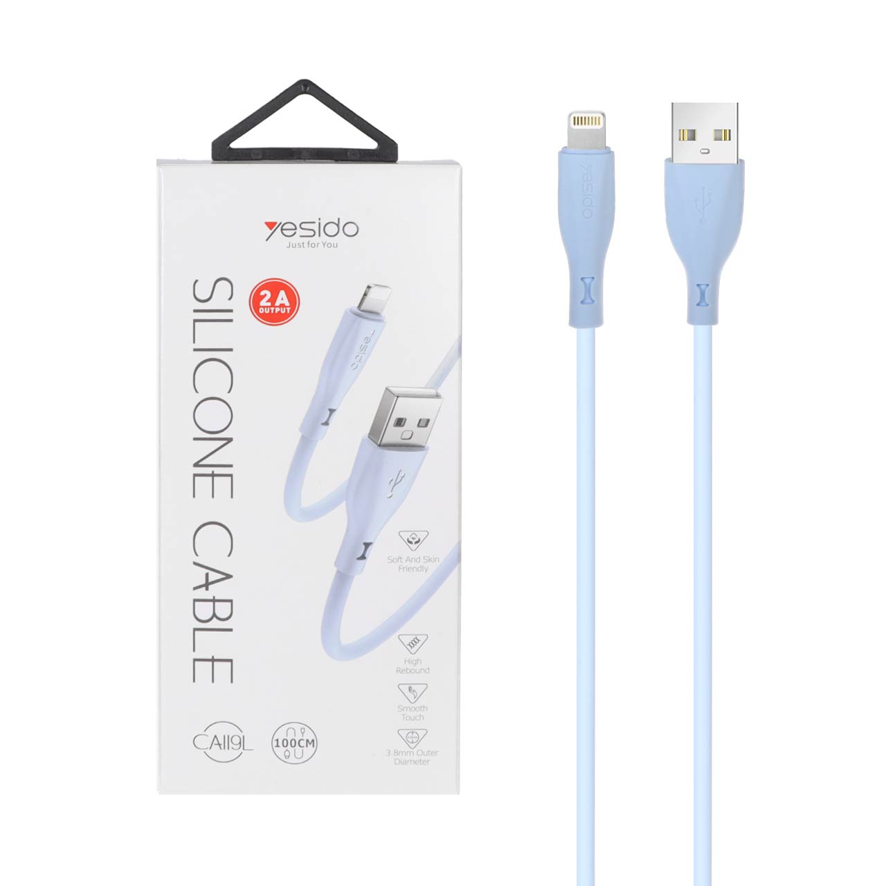 کابل شارژ و دیتا آیفون سیلیکونی Yesido مدل CA119L - آبی (گارانتی 18 ماه تعویض نیکان همراه) - اسپه کالا کابل شارژ و دیتا آیفون سیلیکونی Yesido مدل CA119L - آبی (گارانتی 18 ماه تعویض نیکان همراه) - تصویر 1