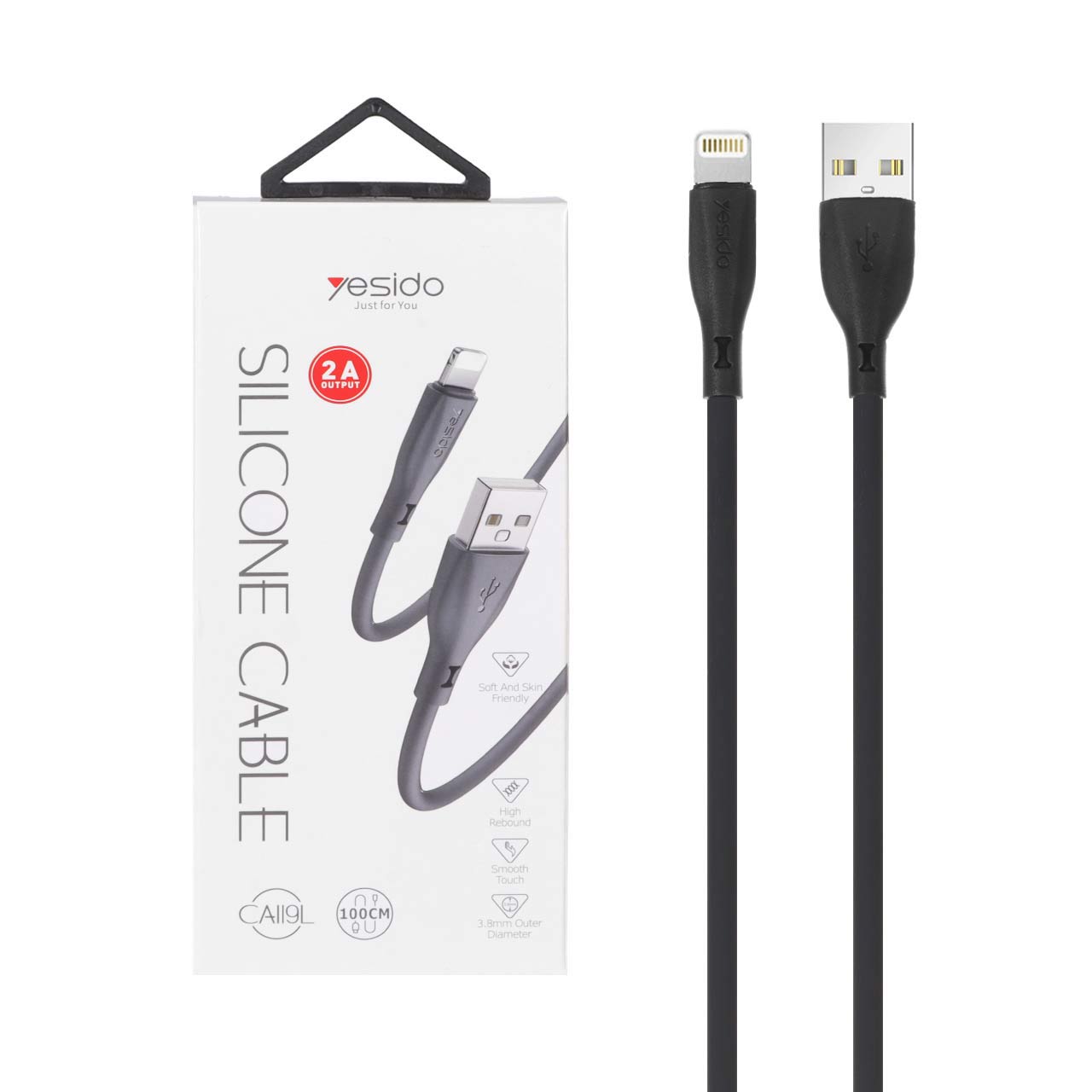 کابل شارژ و دیتا آیفون سیلیکونی Yesido مدل CA119L - مشکی (گارانتی 18 ماه تعویض نیکان همراه) - اسپه کالا کابل شارژ و دیتا آیفون سیلیکونی Yesido مدل CA119L - مشکی (گارانتی 18 ماه تعویض نیکان همراه) - تصویر 1