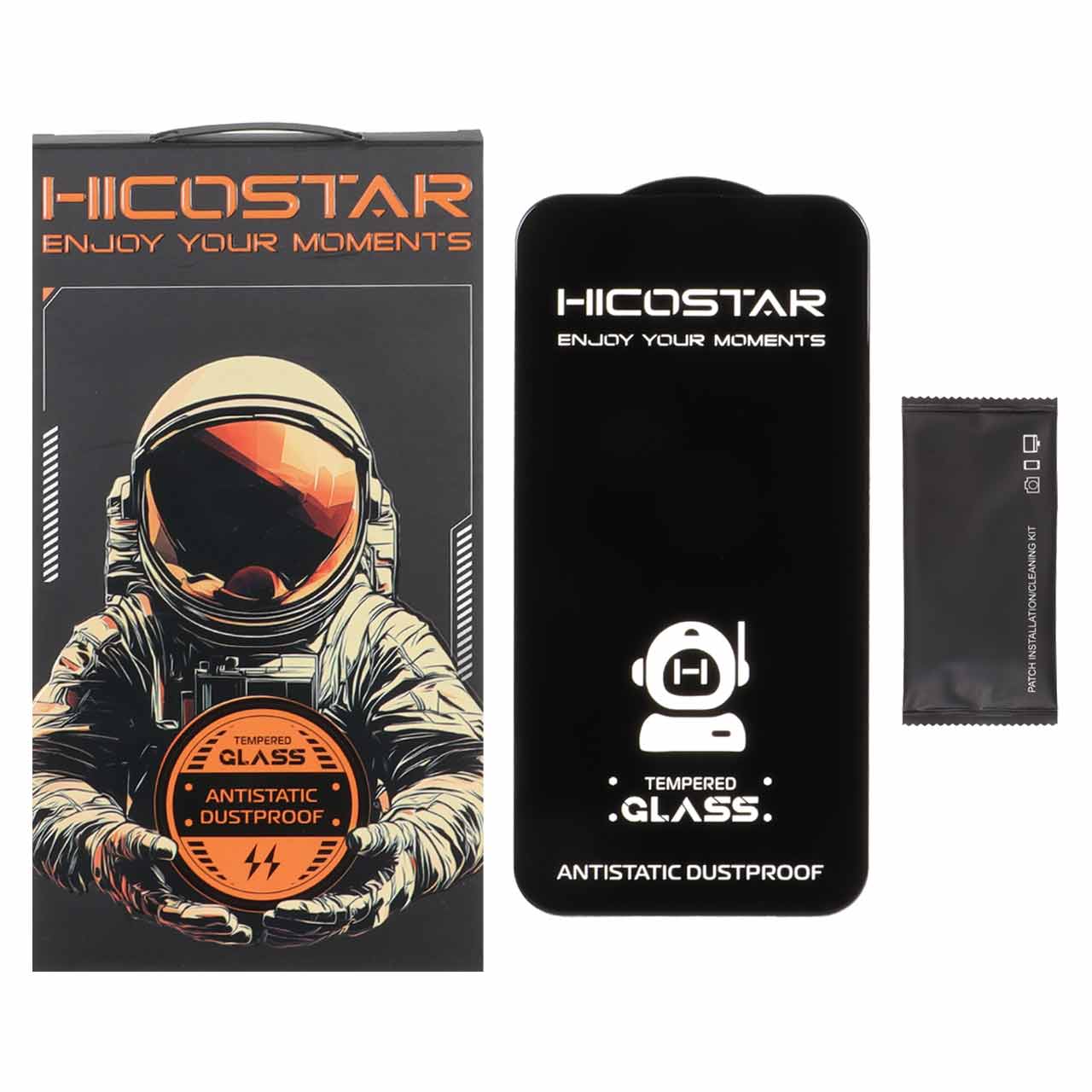 1537938 محافظ صفحه نمایش شیشه ای Apple iPhone 13 / iPhone 13 Pro / iPhone 14 / 16e - Full Cover Anti Static Hicostar (پک دار) - تصویر 1