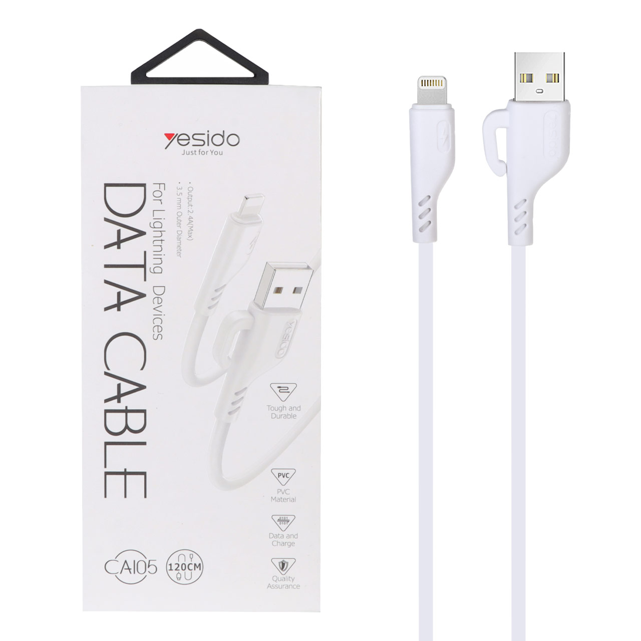 کابل شارژ فست 1.2 متری آیفون Yesido مدل CA105 - سفید (گارانتی 18 ماه تعویض نیکان همراه) - اسپه کالا کابل شارژ فست 1.2 متری آیفون Yesido مدل CA105 - سفید (گارانتی 18 ماه تعویض نیکان همراه) - تصویر 1